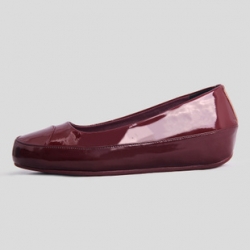 Fitflop Womens Due Wine Red Patent Leather Ballet Pumps
